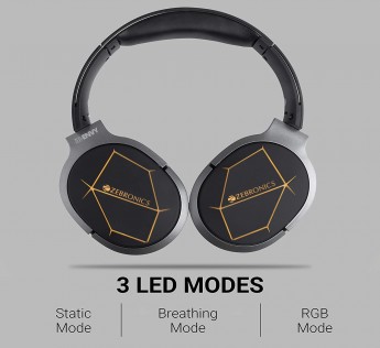 ZEBRONICS ZEB-ENVY BLUETOOTH HEADPHONE WITH 33HRS PLAYBACK TIME, 3 LED MODES AND DETACHABLE MIC