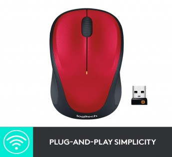 LOGITECH M235 MOUSE WIRELESS MOUSE 2.4 GHZ WITH USB UNIFYING RECEIVER, 1000 DPI OPTICAL TRACKING, 12 MONTH LIFE BATTERY, COMPATIBLE WITH WINDOWS, MAC, CHROMEBOOK/PC/LAPTOP RED