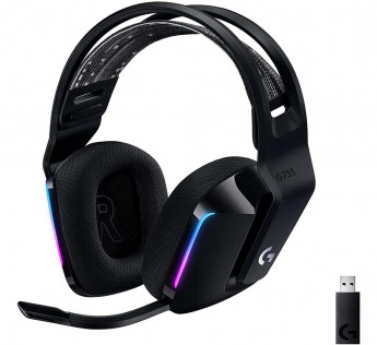 LOGITECH G733 LIGHTSPEED WIRELESS GAMING HEADSET WITH SUSPENSION HEADBAND, LIGHTSYNC RGB, BLUE VO!CE MIC TECHNOLOGY AND PRO-G AUDIO DRIVERS - BLACK