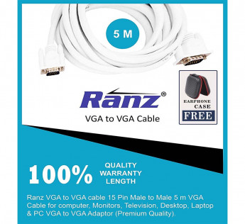 RANZ VGA TO VGA CABLE (5M) (WHITE)