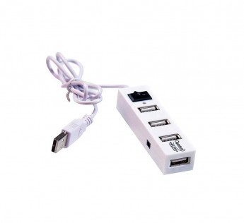 QUANTUM QHM6660 4 PORT HI-SPEED USB HUB WITH POWER SWITCH (WHITE)