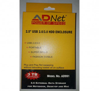 ADNET SATA TO USB 2.0/3.0 PREMIUM QUALITY 3.5 INCH EXTERNAL HARD DRIVE ENCLOSURE