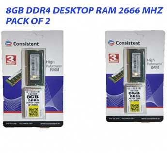 CONSISTENT 8GB DDR4 DESKTOP RAM 2666 MHZ : PACK OF 2