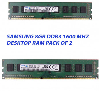 SAMSUNG 8GB DDR3 DESKTOP RAM 1600 MHZ : PACK OF 2