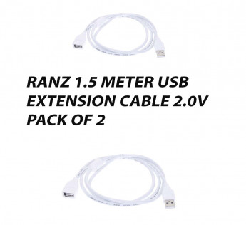 RANZ 1.5 METER USB EXTENSION CABLE 2.0V PACK OF 2