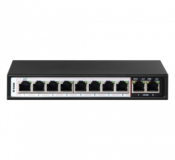 D-LINK10-PORT GIGABIT DES-F1010P-E 100MBPS POE SWITCH WITH 8 LONG REACH 250M POE PORTS AND 2 UPLINK PORTS