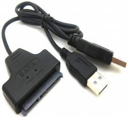 TECHNOTECH USB 2.0 to SATA 7+15 Pin 22 Pin Adapter Cable for 2.5-inch HDD Sata SSD Drives (Black)