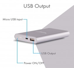 ZEBRONICS PG8000A 8000MAH LITHIUM POLYMER POWER BANK (SILVER)