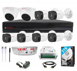 CP PLUS FULL HD 8 CHANNEL DVR WITH 2.4 MP 2 DOME & 6 BULLET CAMERAS + 2 TB HDD + (3+1) CABLE ROLL + 8 CH POWER SUPPLY + USEWELL BNC & DC FULL COMBO KIT