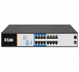 D-LINK 16 PORT GIGABIT POE SWITCH - 16 POE+ 2 SFP PORTS 250M DGS-F1018P-E