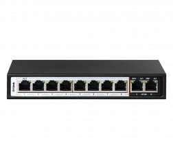 D-LINK10-PORT GIGABIT DES-F1010P-E 100MBPS POE SWITCH WITH 8 LONG REACH 250M POE PORTS AND 2 UPLINK PORTS