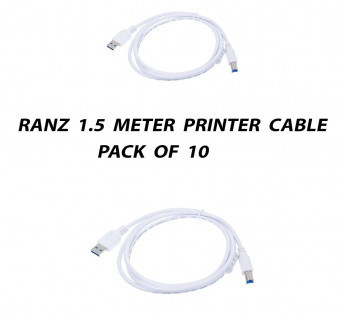 RANZ 1.5 METER USB PRINTER CABLE PACK OF 10