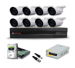 CPPLUS HD CCTV SECURITY CAMERA COMBO WITH INSTALLATION SET NIGHT VISION 2.4 MP, BULLET (INDOOR-OUTDOOR) 8PCS, 8 CHANNEL DVR, 1TB SURVEILLANCE HDD , FOR HOME AND OFFICES (8BULLET)